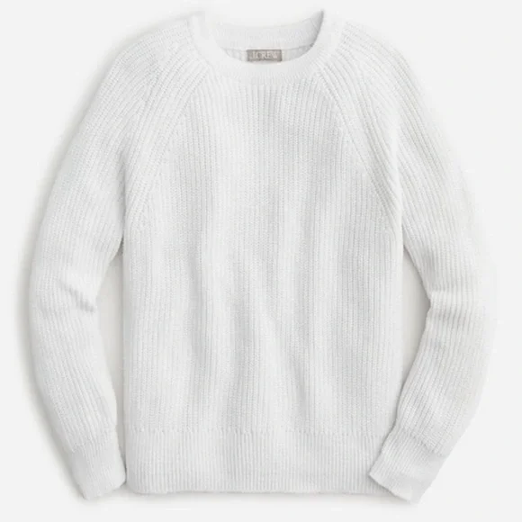 J. Crew White Organic Cotton Fisherman Knit Sweater Medium - Picture 2 of 11